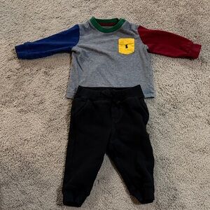 Polo by Ralph Lauren Kids Gray and Black Jogger Set